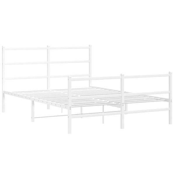 vidaXL Bettgestell mit Kopf- und Fu&szlig;teil Metall&nbsp;Wei&szlig; 140x190 cm