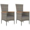 vidaXL Gartenst&uuml;hle mit Kissen 2 Stk. Poly Rattan Grau