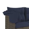 vidaXL Sonnenliege mit Dach und Kissen Grau Poly Rattan