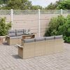 vidaXL Garten-Sofa-Set mit Kissen mit Speicher 8 pcs Beige Poly Rattan