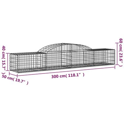 vidaXL Gabionen mit Hochbogen 12 Stk. 300x50x40/60 cm Verzinktes Eisen