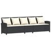 vidaXL Gartensofa mit Kissen Schwarz Poly Rattan