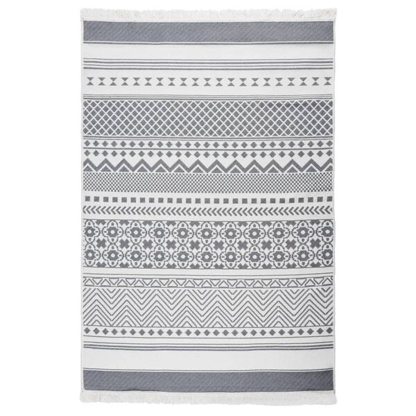 vidaXL Teppich Grau und Wei&szlig; 160x230 cm Baumwolle