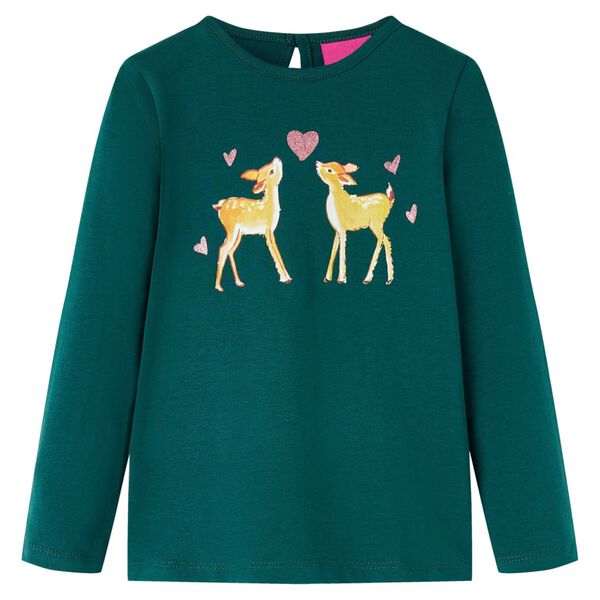 Kinder-Langarmshirt Dunkelgr&uuml;n 128