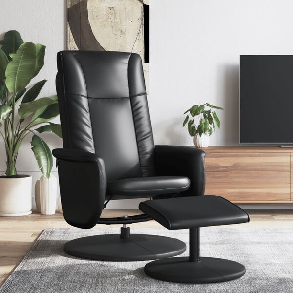 vidaXL Relaxsessel mit Fu&szlig;hocker Schwarz Kunstleder