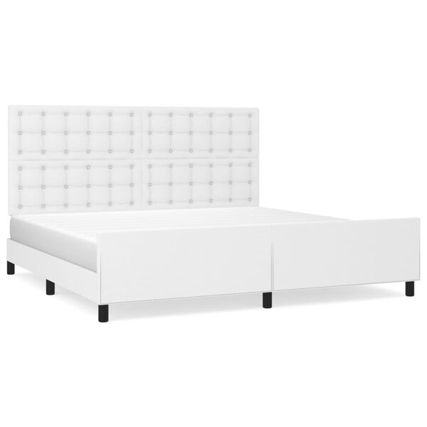 vidaXL Bettgestell mit Kopfteil Wei&szlig; 200x200 cm Kunstleder