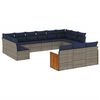 vidaXL 13-teiliges Gartensofa-Set mit Kissen, grau, Polyrattan