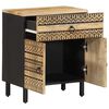 vidaXL Nachttisch Schwarz 50x33x60 cm Raues Mangoholz