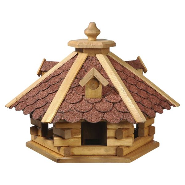 dobar Vogelhaus Sechseckig Natur und Rot