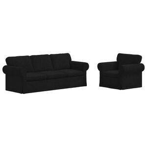 vidaXL Sofa Set 2 pcs Schwarz 215 x 82 x 80 cm Stoff