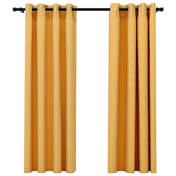 vidaXL Verdunkelungsvorh&auml;nge &Ouml;sen Leinenoptik 2 Stk. Gelb 140x175 cm