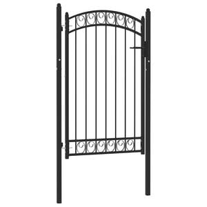 vidaXL Zauntor mit Gew&ouml;lbter Spitze Stahl 100x150 cm Schwarz
