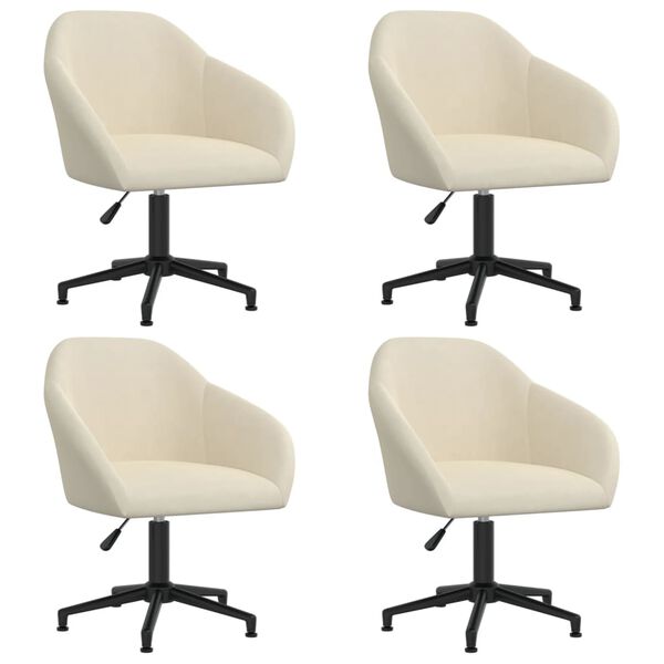 vidaXL Esszimmerst&uuml;hle 4 Stk. Drehbar Creme Samt