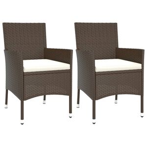 vidaXL Gartenst&uuml;hle mit Kissen 2 Stk. Braun Poly Rattan
