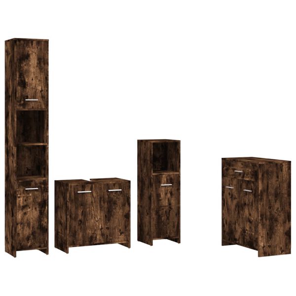 vidaXL 4-tlg. Badm&ouml;bel-Set R&auml;uchereiche Holzwerkstoff