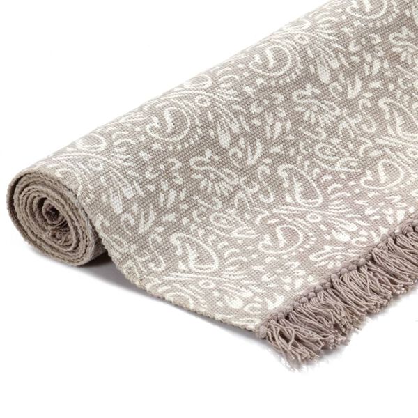 vidaXL Kelim-Teppich Baumwolle 160x230 cm mit Muster Taupe