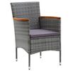 vidaXL 7-tlg. Garten-Essgruppe mit Kissen Poly Rattan Grau