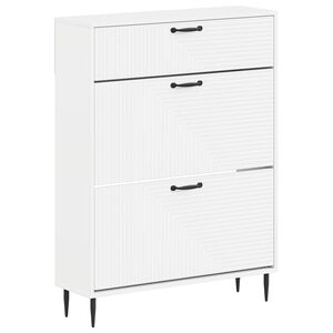 vidaXL Schuhschrank HAARLEM 78 x 24 x 103 cm Holzwerkstoff Wei&szlig;