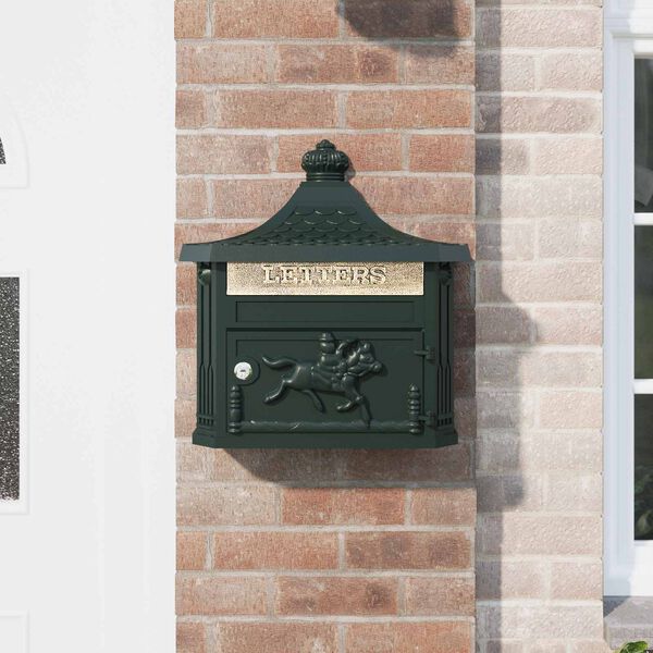 vidaXL Wandmontierter Briefkasten Gr&uuml;n 40,5 x 16 x 45 cm Gussaluminium
