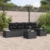 vidaXL Gartensofa-set mit Kissen 6 pcs Schwarz Poly-Rattan