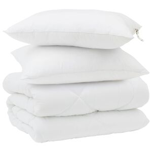 vidaXL Winterbettdecke mit Kissen 3 pcs Wei&szlig; Mikrofaser