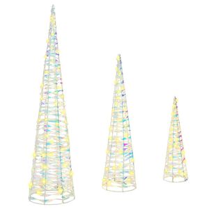 vidaXL Weihnachtsbaum 3 stk. 90 LEDs Warmwei&szlig; 20 x 20 x 80 cm PET