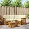 vidaXL M&ouml;belsets mit Kissen 5 pcs Natur und Creme Holzwerkstoff