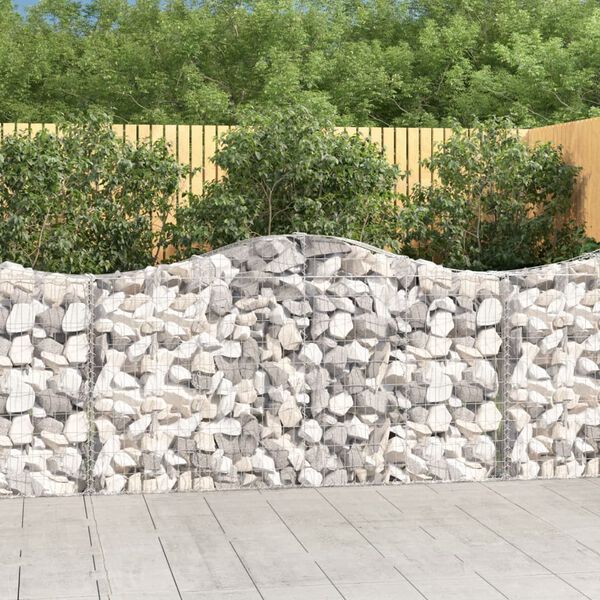 vidaXL Gabionen mit Hochbogen 7 Stk. 200x30x100/120cm Verzinktes Eisen