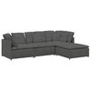 vidaXL Modulares Sofa mit Fu&szlig;hocker Kissen Cordstoff Dunkelgrau