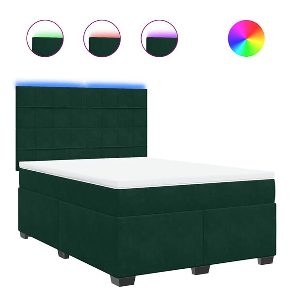 vidaXL Boxspringbett mit Matratze Dunkelgr&uuml;n 160x200 cm Samt