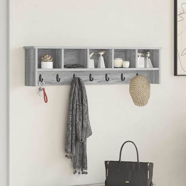 vidaXL Wandmontierter Kleiderst&auml;nder Grau Sonoma 100 x 16 x 26 cm