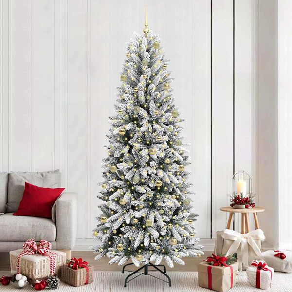 vidaXL K&uuml;nstlicher Weihnachtsbaum mit 300 LEDs mit St&auml;nder Wei&szlig; 240 cm