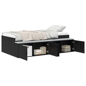 vidaXL Bettrahmen Schwarz Eichen-Optik 90 x 200 cm Holzwerkstoff