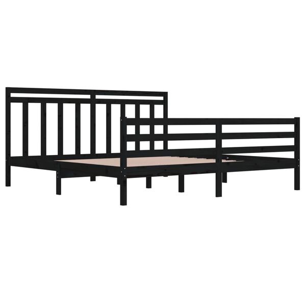vidaXL Massivholzbett Schwarz 200x200 cm