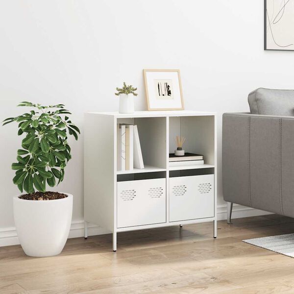 vidaXL Sideboard Wei&szlig; 68x39x73,5 cm Kaltgewalzter Stahl