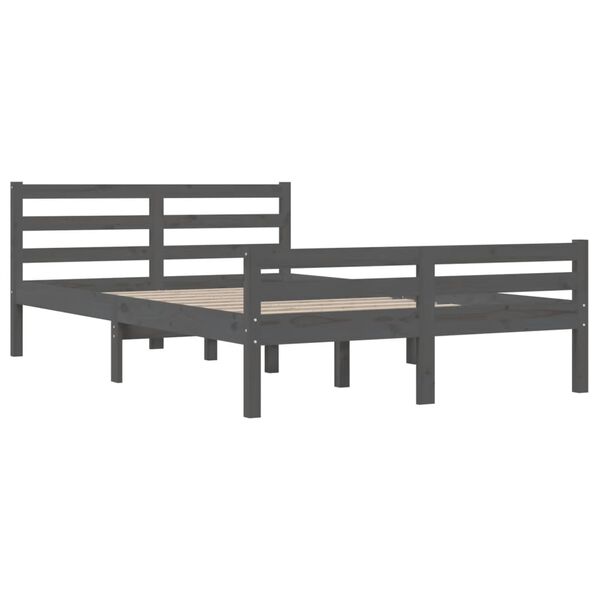 vidaXL Massivholzbett Grau 120x200 cm