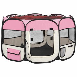 vidaXL Faltbarer Welpenlaufstall mit Tragetasche Rosa 110x110x58 cm