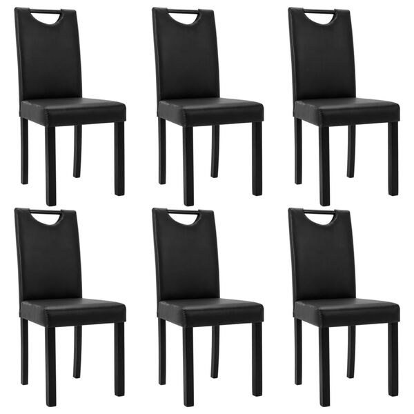 vidaXL Esszimmerst&uuml;hle 6 Stk. Schwarz Kunstleder