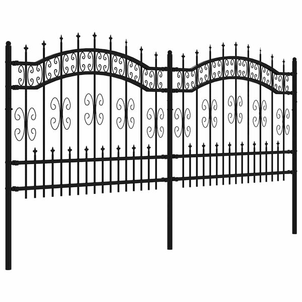 vidaXL Gartenzaun mit Speerspitze Schwarz 240 x 100 cm Pulverbeschichteter Stahl