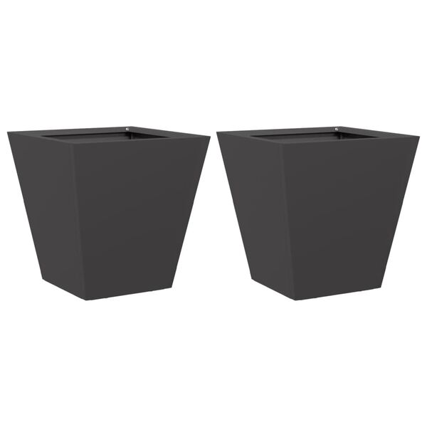 vidaXL Pflanzk&uuml;bel 2 Stk. Schwarz 30x30x30 Stahl