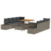 vidaXL Gartensofa-set mit Kissen mit Speicher 11 pcs Grau Poly Rattan