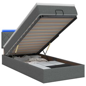 vidaXL Ottoman-Bett mit Matratze und LED Dunkelgrau 90 x 200 cm Stoff