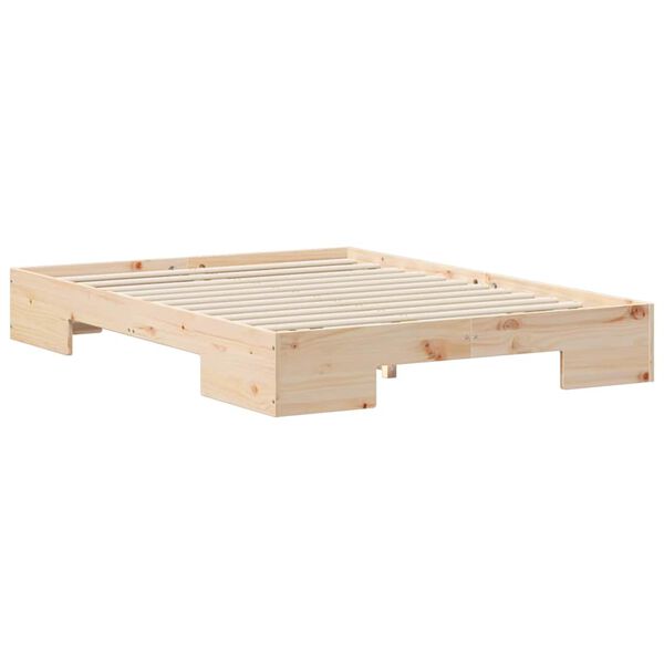 vidaXL Bodenbettgestell Braun 135 x 190 cm Massivholz Kiefer