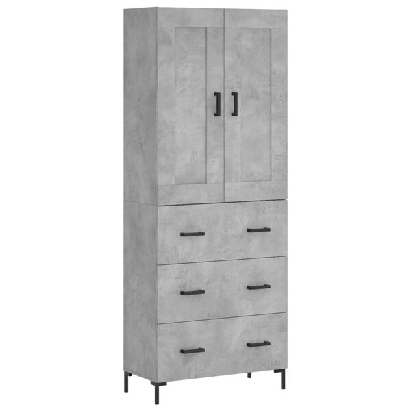 vidaXL Highboard Betongrau 69,5x34x180 cm Holzwerkstoff