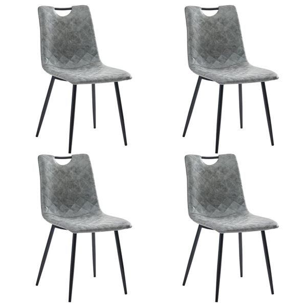 vidaXL Esszimmerst&uuml;hle 4 Stk. Dunkelgrau Kunstleder