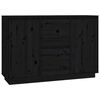 vidaXL Sideboard Schwarz 111x34x75 cm Massivholz Kiefer
