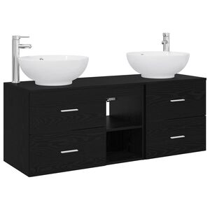 vidaXL Badezimmerm&ouml;bel-Set 3 stk. Schwarz 129 x 44,5 x 80 cm