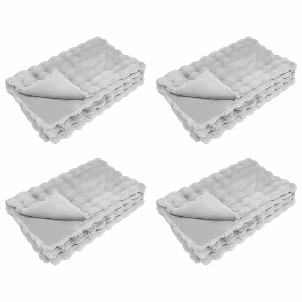 vidaXL Kunstfell Kaninchenfell Decke 4 pcs Grau 240 x 270 cm Polyester