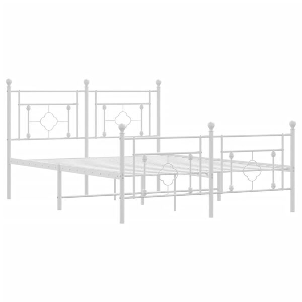 vidaXL Bettgestell mit Kopf- und Fu&szlig;teil Metall Wei&szlig; 140x190 cm