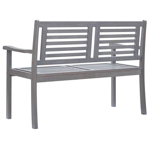 vidaXL 2-Sitzer-Gartenbank mit Auflage 120 cm Grau Eukalyptusholz